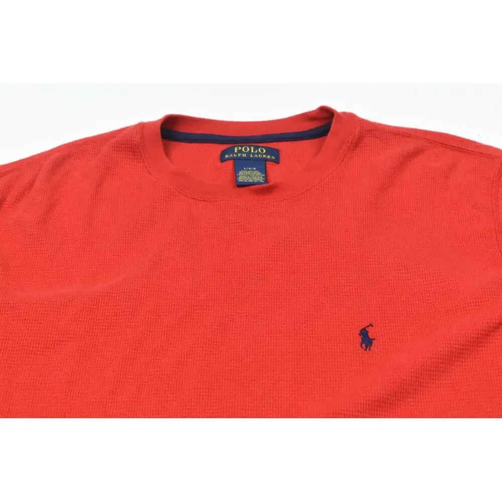 Polo Ralph Lauren Waffle-Knit Thermal Shirt Mens Large Red Long Sleeve Crew